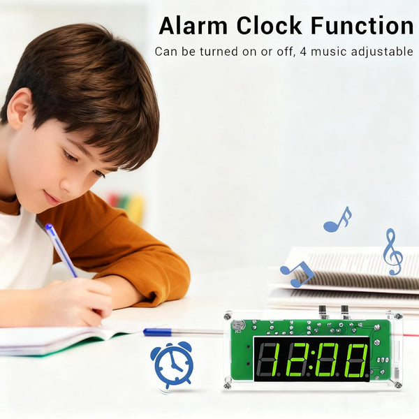 Mioyoow TJ-56-428 4-Digit Digital DIY Clock Kits with Acrylic Shell, DIY Alarm Clock Soldering Practice Kit for Students and Diyers, DIY