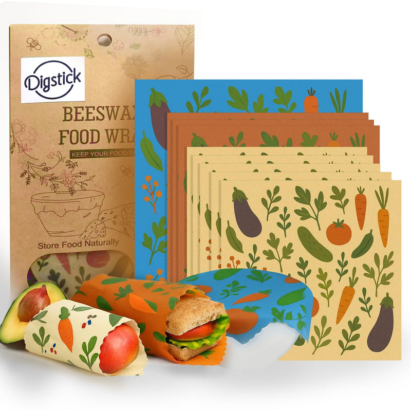 Reusable Beeswax Food Wraps 9 Pack â Organic Eco-Friendly Beeswax Wraps for Food Storage â Sustainable Plastic-Free Sandwich, Snack, Bread