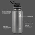 Takeya Originals Vacuum Insulated Stainless Steel Water Bottle, 18 Ounce, Black.