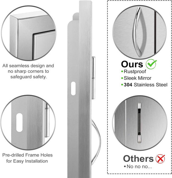 Seeutek Outdoor Kitchen Doors BBQ Access Door 31W X 24H Inch - Stainless Steel Double Wall Construction Vertical Door for Outdoor Kitchen Grilling