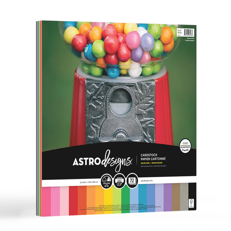 Astrodesigns/Creative Collection Starter Kit Cardstock, 12" X 12", 65 Lb/176 Gsm 18-Color Assortment, 72 Sheets (46408-03)