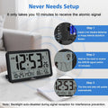Wallarge Atomic Clock with Indoor Outdoor Temperature, Self-Setting Digital Wall Clock Battery Operated, 4 Time Zones, DST