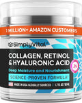 Simplyvital Collagen, Retinol & Hyaluronic Acid Cream - Anti-Aging Face Moisturizer for Face, Firming Skin Care Neck & DÃ©colletÃ© - Made in USA,