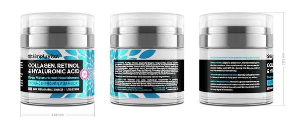 Simplyvital Collagen, Retinol & Hyaluronic Acid Cream - Anti-Aging Face Moisturizer for Face, Firming Skin Care Neck & DÃ©colletÃ© - Made in USA,