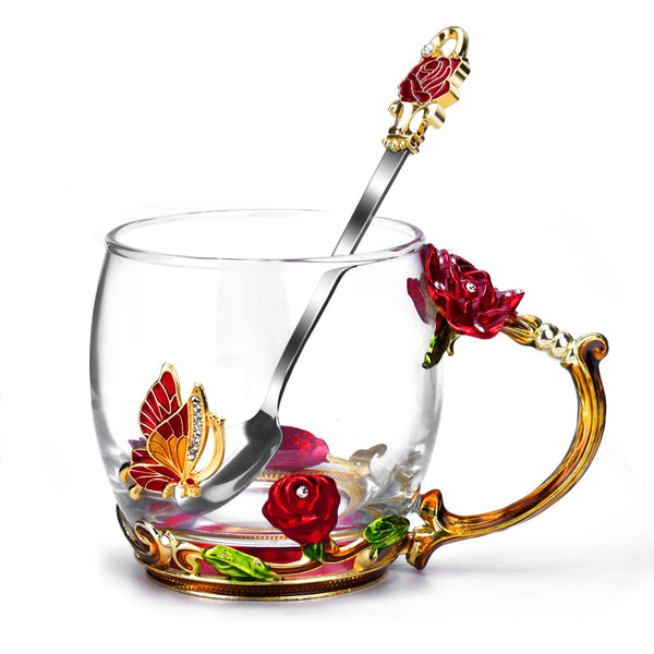 OEAGO Gifts for Mom Women Mothers Day Glass Coffee Enamels Mug Best Birthday Valentines Gifts for Her Girlfriend Wife from Daughter Son