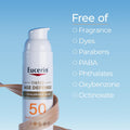 Eucerin Sun Tinted Age Defense SPF 50 Face Sunscreen Lotion with Hyaluronic Acid, Hypoallergenic, Non-Comedogenic Tinted Sunscreen SPF 50 Free of