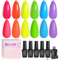 Beetles Neon Gel Nail Polish Set, Summer Gel Polish Kit 6 Colors Hot Pink Orange Yellow Green Blue Purple Soak off UV Nail Lamp Design Manicure