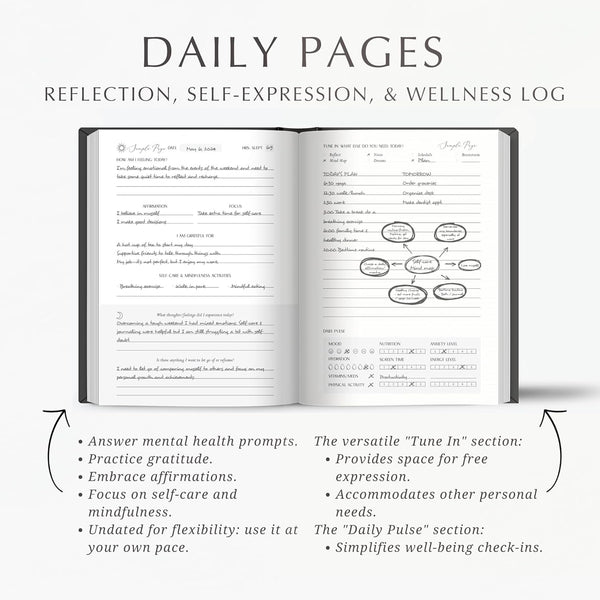 FINDING BALANCE 100-Day Mental Health Journal â Daily Journal with Prompts for Mindfulness, Self-Care & Healing â Anxiety & Depression Relief