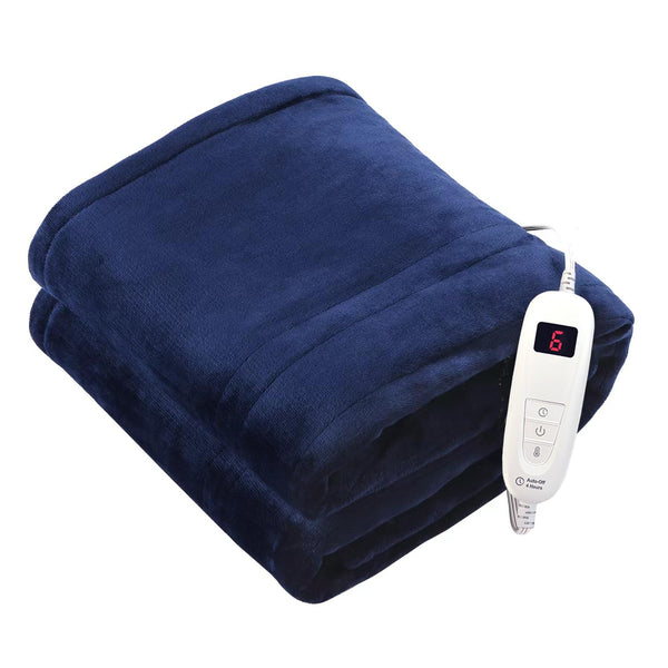 Tefici Electric Heated Blanket Throw, Super Cozy Soft 2-Layer Flannel 50" X 60" Heated Throw with 6 Heating Levels & 4 Hours Auto Off, Machine