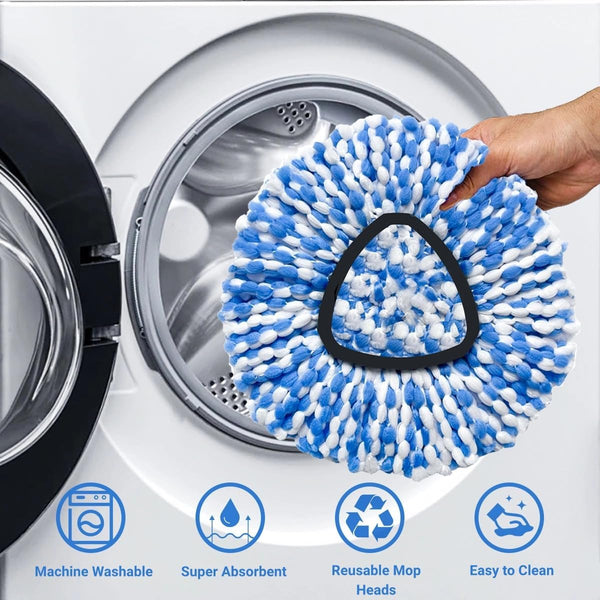 Mop Head Replacement, Spin Mop Refill Replace Head Compatible with 2 Tank Mop System, 4 Pack Machine Washable Microfiber Mop Heads Replacement for