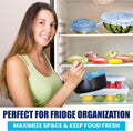 Fresh Guard - Set of 4 Reusable Storage Containers for Fridge - Anti-Oxidation - Avocado Saver and Tomato Holder + 6 Reusable Silicone Stretch