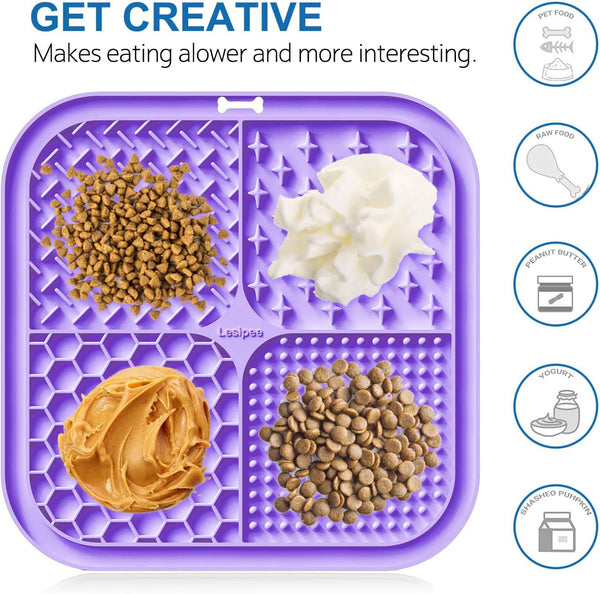 Lesipee Licking Mat for Dogs & Cats 2 Pack, Slow Feeder Lick Pat, Anxiety Relief Dog Toys Feeding Mat for Butter Yogurt Peanut, Pets Supplies