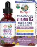 Maryruth Organics Vitamin D3 Liquid Drops | Megadose 4000 IU | USDA Organic Liquid Vitamin D Spray for Adults & Kids | Immune Support & Bone