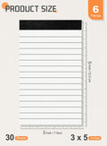 6 Pack Small Notepads Refills Memo Pads 3 X 5 Inch Lined Writing Note Pads with 30 Sheets Note Pad Paper in Each Pad Mini Pocket Notebook Refills