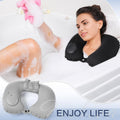 2 Pcs Inflatable Bath Pillows for Tub Bath Head and Neck U Shaped Blow up Full Body Travel Pillow with Adjustable Button Grey and Black Bath Tub