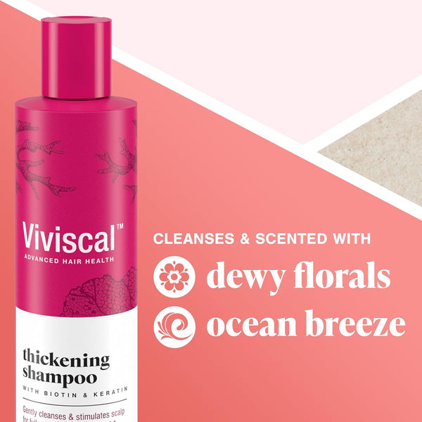 Viviscal Thickening Shampoo, Formulated with Biotin and Keratin, Fortified with Marine Collagen and Seaweed Extract, Strengthens and Reduces