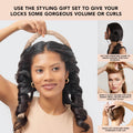 Kitsch Satin Heatless Hair Curler Styling 5Pc Gift Set - Satin Heatless Hair Curler W/ 2 Scrunchies, Ceramic Thermal Roller & Claw Clip, Gifts for