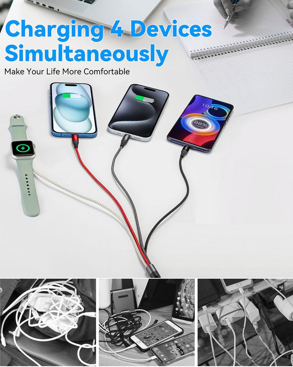 Multi Charging Cable for Apple Watch Charger,4 in 1 Charging Cable Travel Essentials for Iwatch & Iphone Chargers Magnetic Wireless Charger for