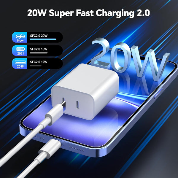 Dayaoncy Compatible with Iphone 16/15 Charger Fast Charging, 20W USB C Wall Charger with 3Pack 10FT USB C to C Cable, Type C to Type C Fast