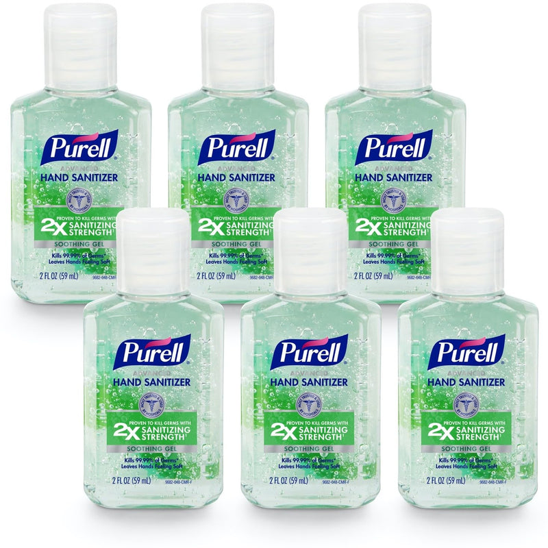 PURELL Advanced Hand Sanitizer Soothing Gel, Fresh Scent, 2 Fl Oz Travel Size Flip-Cap Bottle (Pack of 6), 3156-04-EC