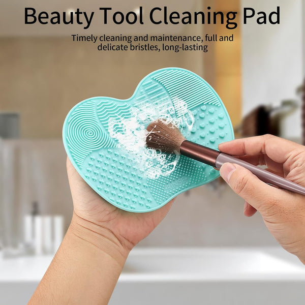 2 Pcs Silicone Make up Brush Cleaning Mat, Makeup Brush Cleaner Mats, Cosmetic Cleaning Pads, Portable Washing Tool with Suction Cup for Makeup