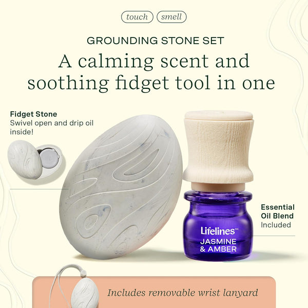 Lifelines Scent-Infused Grounding Stones, 2-Pack, Flow Pack - Portable Fidgets for Adults with Essential Oil Blend & Diffusion Stones for Sensory
