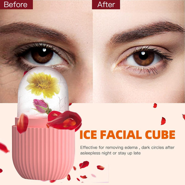 XHJRI Ice Cube Roller Massager for Face, Eyes and Neck Naturally Conditioning and Skin Care,De-Puff Eye Bags,Reduce Migraine Pain,Reusable Massage