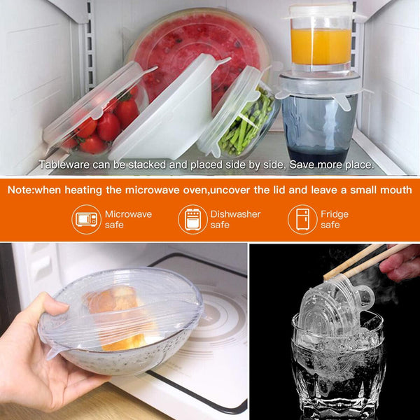 Silicone Stretch Lids 14 Pack Include 2Pcs Size up to 9.8'' Diameter,Reusable Durable Food Storage Covers for Bowl,7 Different Sizes to Meet