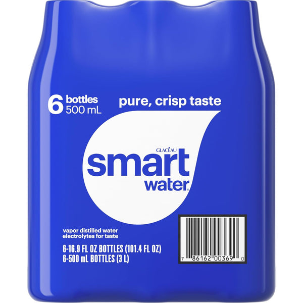 Smartwater Vapor Distilled Premium Water , 16.9 Fl Oz (Pack of 6)