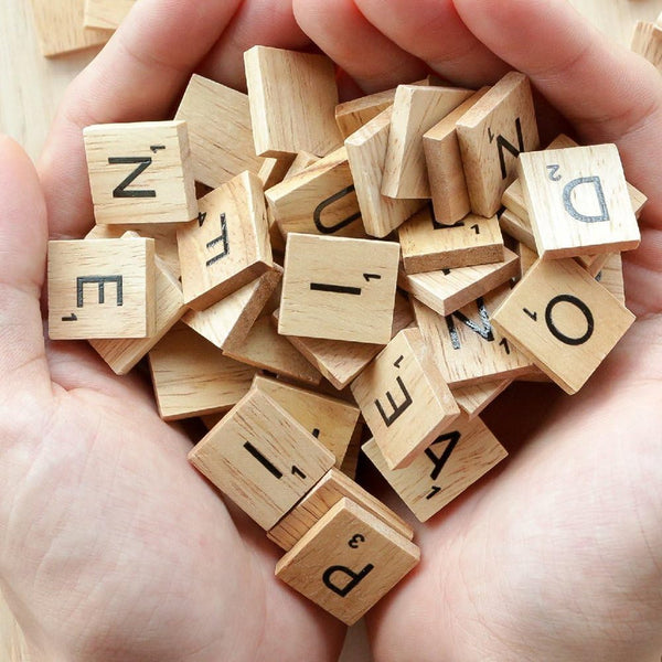 500 Wood Letter Tiles,Scrabble Letters for Crafts - DIY Wood Gift Decoration - Making Alphabet Coasters and Scrabble Crossword Game