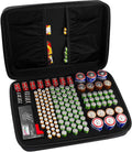 Comecase Hard Battery Organizer Storage Box, Carrying Case Bag Holder - Holds 148 Batteries AA AAA C D 9V - with Battery Tester BT-168 (Batteries