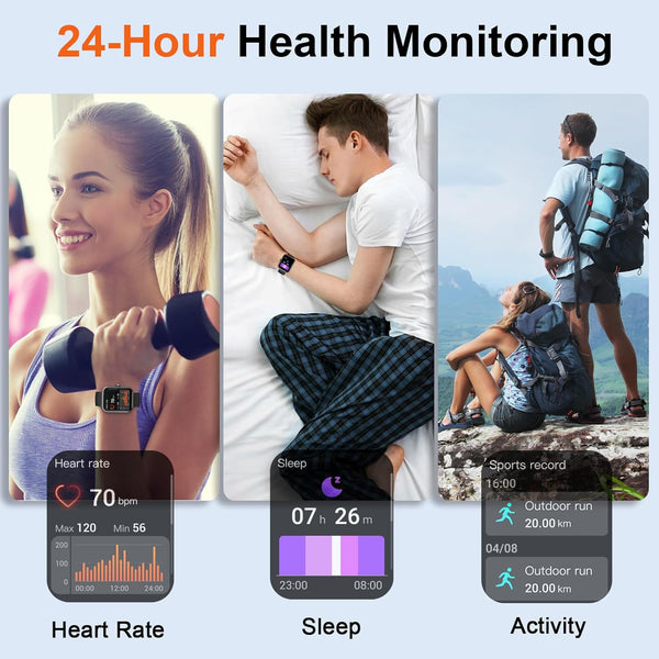 Smart Watch for Men Women(Answer/Make Calls), 1.96" HD Smartwatch, Fitness Tracker with 110+ Sport Modes, IP68 Waterproof, Heart Rate/Sleep/Step