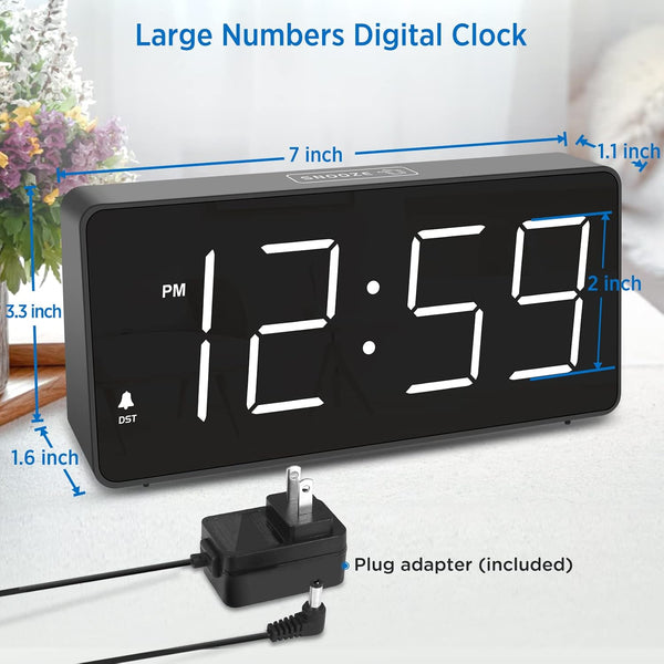 Peakeep Digital Alarm Clock for Bedroom Bedside, Loud Alarm Clock for Heavy Sleepers, Large Big LED Numbers for Seniors, Battery Backup Plug in
