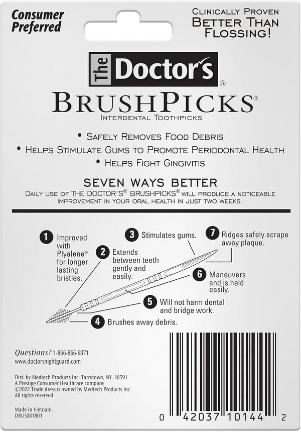 The Doctor's BrushPicks, Interdental Brushes & Dental Picks, Gently Remove Food Debris from Braces & Dental Work, 275 Count, Pack of 4 275 Count