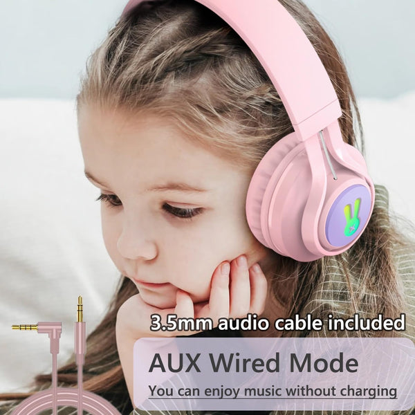 Kids Bluetooth Headphones,85db Volume Limit,Hearing Protection,Wireless Headphones with Mic,Music,Chat,Kids Mode,Normal Mode,Wireless and