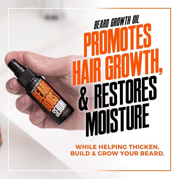 Wild Willies Beard Growth Serum for Men - Natural Beard Serum with Biotin, Caffeine & Essential Beard Oil for Fuller, Thicker Facial Hair Enhancer