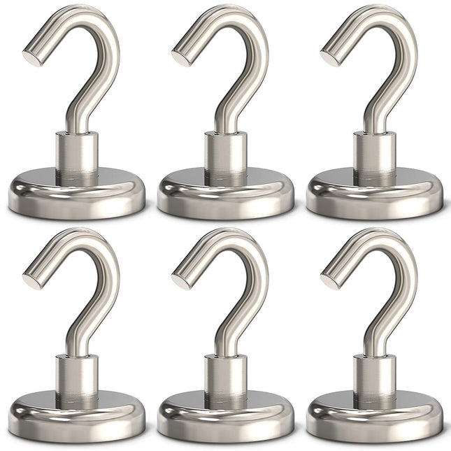 Magnetic Hooks Heavy Duty, 110 Lbs Strong Magnet Hooks for Hanging, Magnet with Hook for Cruise, Refrigerator, Pack of 6