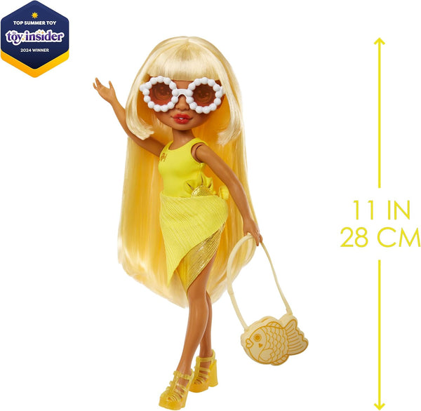 Rainbow High Swim & Style Sunny - Yellow 11" Blonde Fashion Doll with Shimmery Wrap to Style 10+ Ways, Swimsuit, Sandals, Fun Play Accessories,