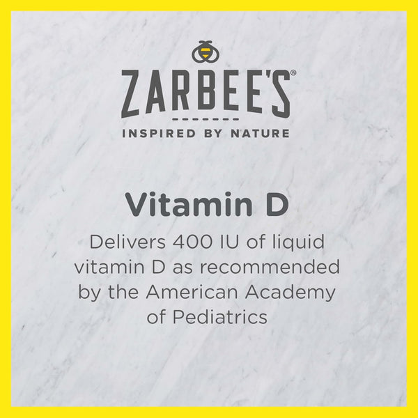 Zarbee'S Vitamin D Drops for Infants, 400IU (10Mcg) Baby & Toddler Liquid Supplement, Newborn & Up, Dropper Syringe Included, 0.47 Fl Oz