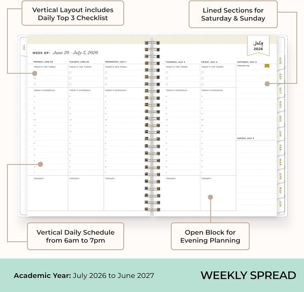 Blue Sky Day Designer 2025-2026 Weekly and Monthly Academic Year Planner Calendar, July 2025 - June 2026, 5.8" X 8.6", Flexible Cover, Laminated