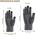 Andiker Winter Knit Gloves, Men Women Touch Screen Cold Weather Gloves, Full Finger Soft Warm anti Slip Gloves for Hiking