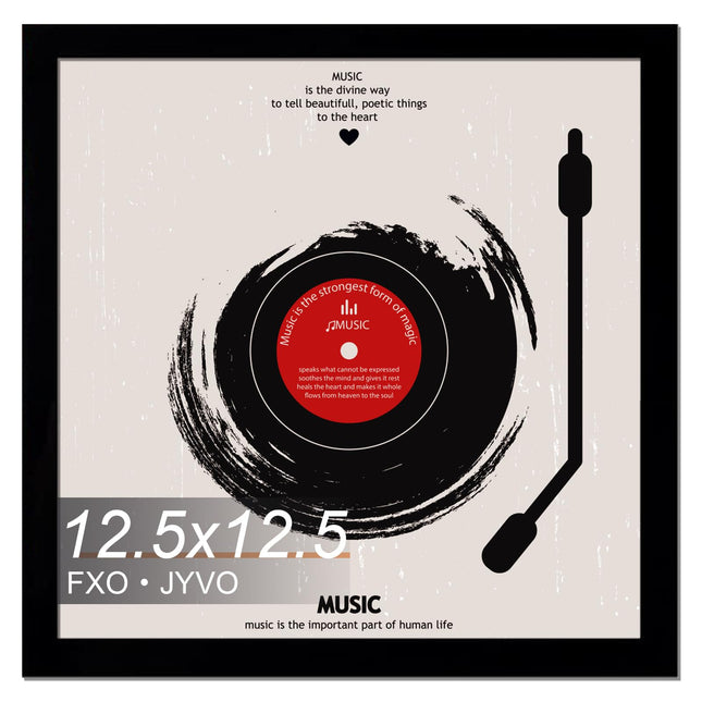Vinyl Record Frame for the Wall Display Album Cover, Black 12.5 X 12.5 Frame for Any 12 Inch LP Record with Cover - 1 Pa