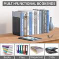 VFINE Bookends 1 Pair, Black Metal Book Ends, Heavy Bookends for Shelves, Book Stopper for Heavy Books, Book Organizer for Home Office School Supplies