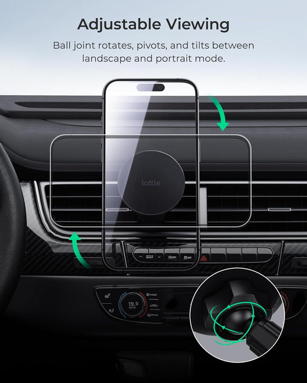 Iottie Itap 3 Magnetic Air Vent Car Mount Phone Holder with Magnetic Ring Adapter. Compatible with Magsafe, Iphone, and Android Smartphones