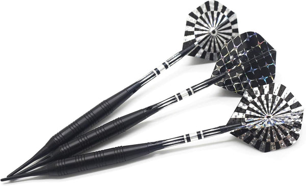 Soft Tip Darts Set for Electronic Dart Board 18/22G Plastic Tip Darts Set with Brass Barrels&Aluminum Shafts, 6 Flights 3 Spare Plastic Dart Shaft