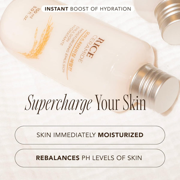 The Face Shop Rice Ceramide Moisturizing Emulsion - Rice Extract - Lightweight Face Moisturizer - Brightening - Hydrating Targets Dryness -