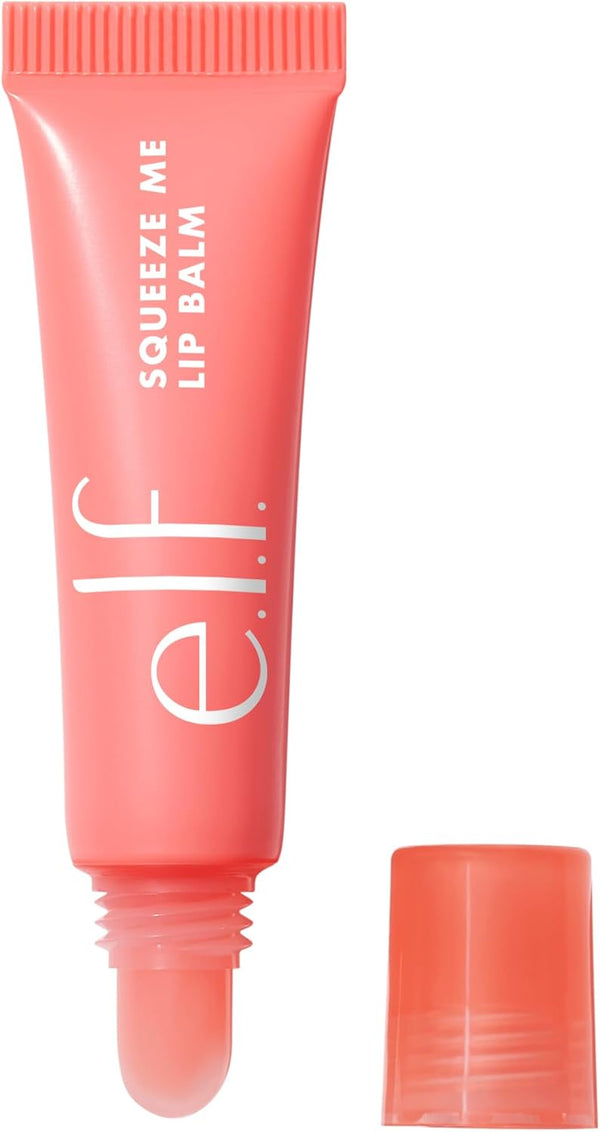 E.L.F. Squeeze Me Lip Balm, Moisturizing Lip Balm for a Sheer Tint of Color, Infused with Hyaluronic Acid, Vegan & Cruelty-Free, Strawberry