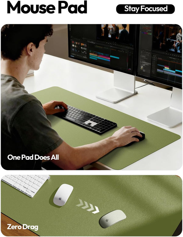 Ysagi Leather Desk Protector, Office Mat, Large Mouse Pad, Non-Slip PU Leather Blotter, Laptop Desk, Waterproof Writing Pad for Office and Home