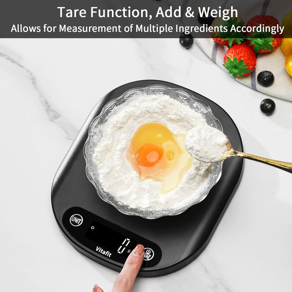 Vitafit 33Lb/15Kg Digital Food Scale Grams and Ounces in 1G/0.1Oz, High Accuracy Assured by Kitchen Scale Professional Factory since 2001, Gram