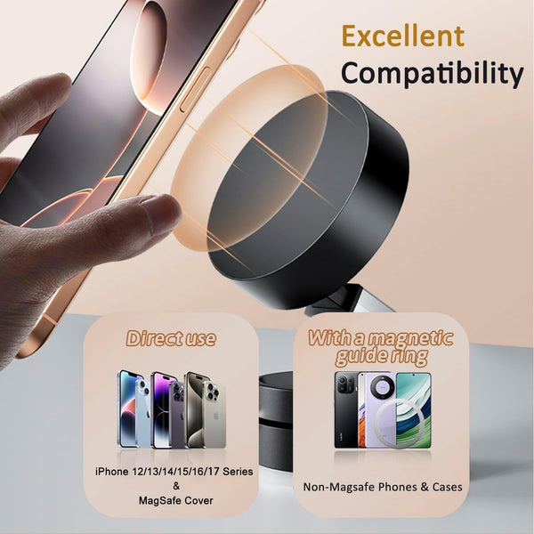 Foldable Magnetic Vacuum Phone Holder, Ultra Strong Suction Cup Phone Mount for Car/Travel/Desktop, Adjustable Vacuum Magnets Phone Stand Car